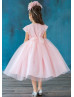 Cap Sleeves Floral Tulle Flower Girl Dress